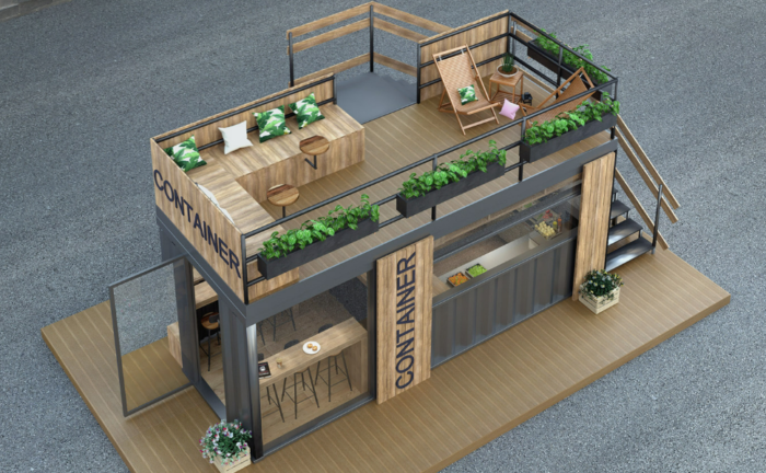 Quán cafe container đẹp với nhiều tầng độc đáo