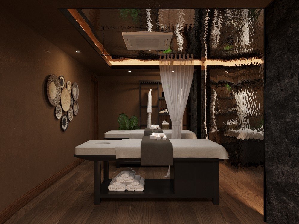 Hoa anh đào là vật trang trí luôn có trong spa kiểu Nhật