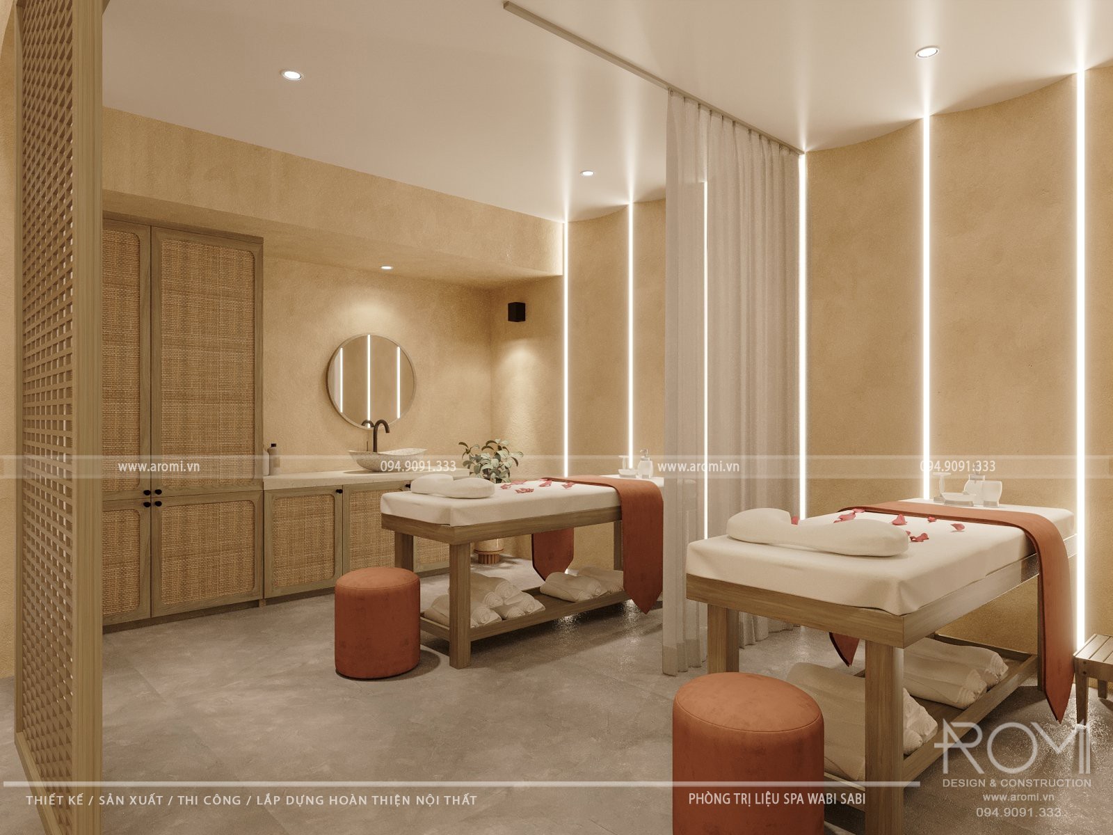 Không gian spa wabi sabi hài hòa tạo cảm giác yên bình
