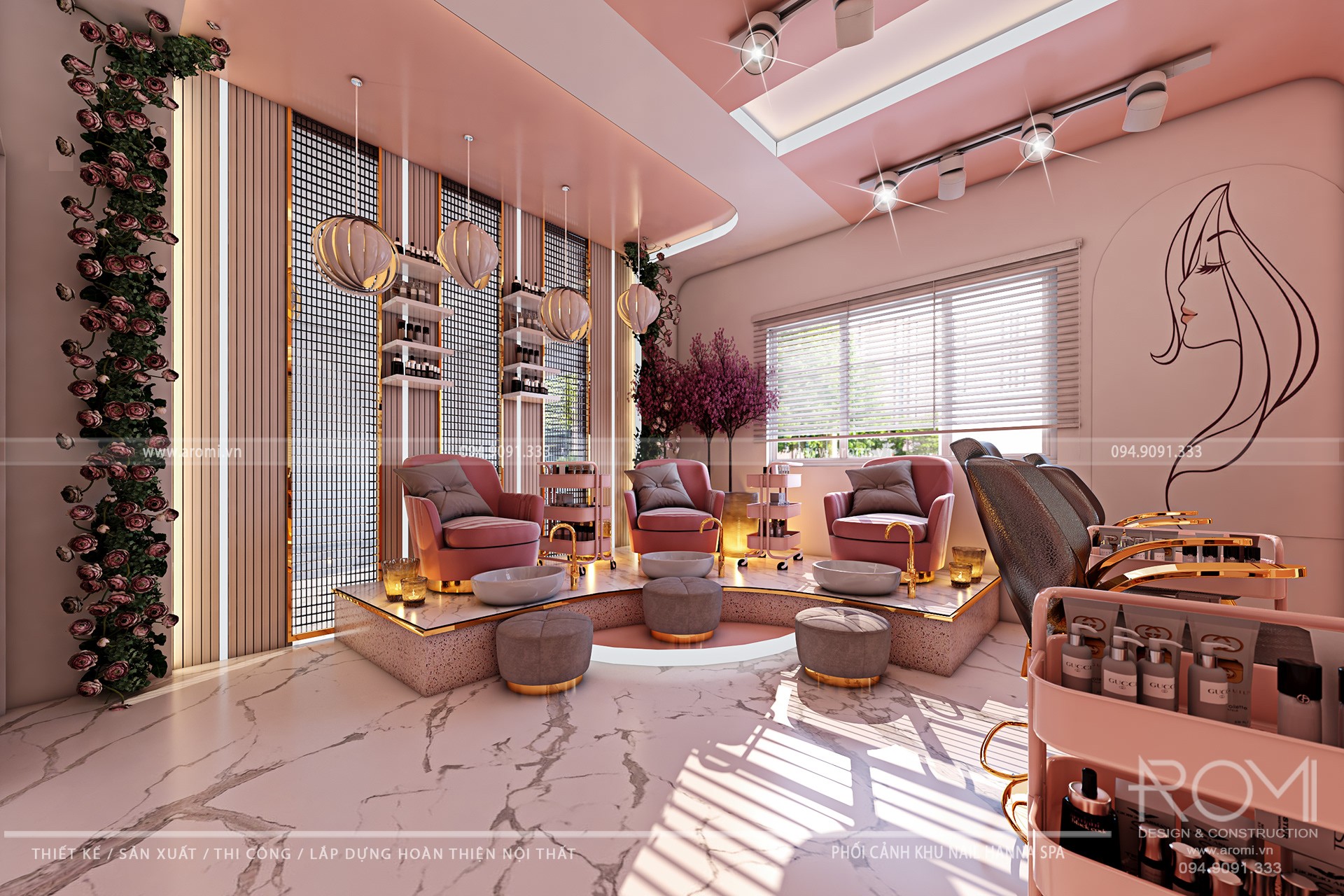 Vẻ đẹp thanh lịch của spa nail hồng pastel thu hút mọi ánh nhìn