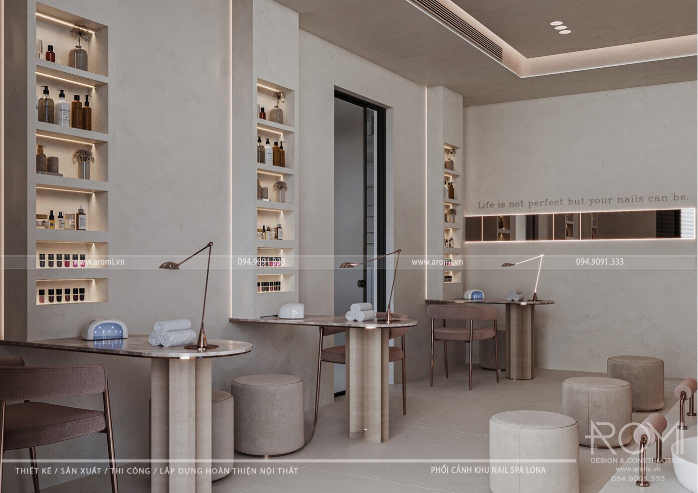 thiết kế spa phong cách hiện đại tối giản